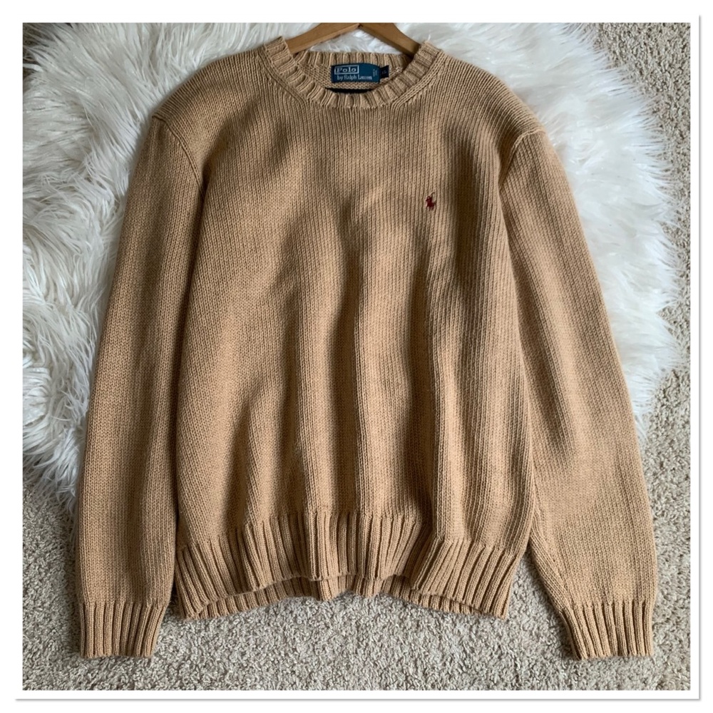Polo Ralph Lauren Vintage Knit Sweater Tan Size XL